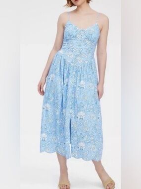 target blue floral dress Roller Rabbit | Dresses | Rolled Rabbit X Small Nwt Midi Sundress Detail: Ruffles Silver Beaded V-neck Sequin Size:XSM TALL day wear